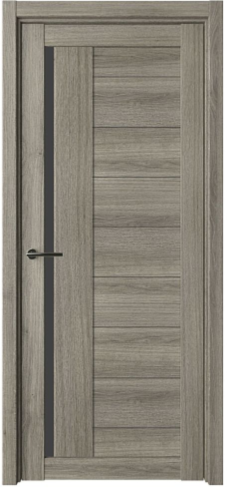 Межкомнатная дверь со стеклом Валенсия Пепельный ясень Эко-шпон Стекло черное (ALBERO)