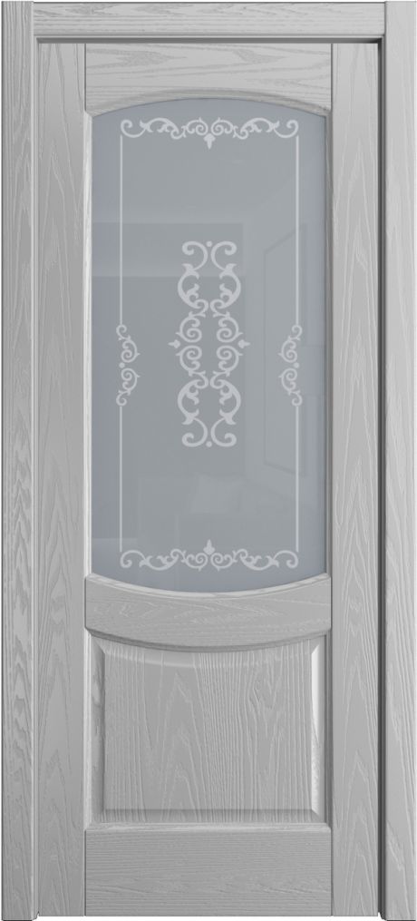 Межкомнатная дверь со стеклом Эрнеста Светло серая Шпон (Мильяна)