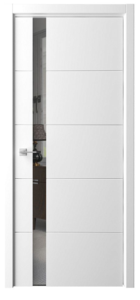 Межкомнатная дверь с зеркалом ПО Геометрия-7 Белый Эмаль Зеркало грей (ALBERO)