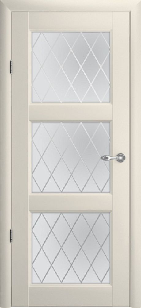 Межкомнатная дверь Эрмитаж-3 Ваниль Vinyl Мателюкс с алмазной гравировкой "Ромб" (ALBERO)