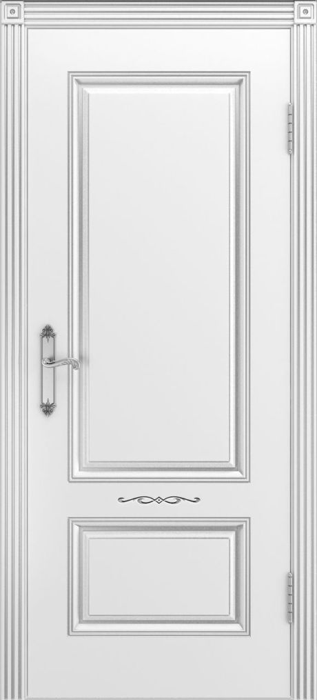 Глухая межкомнатная дверь Аккорд В1 Белый с патиной Серебро Эмаль (Бипи Дорс)