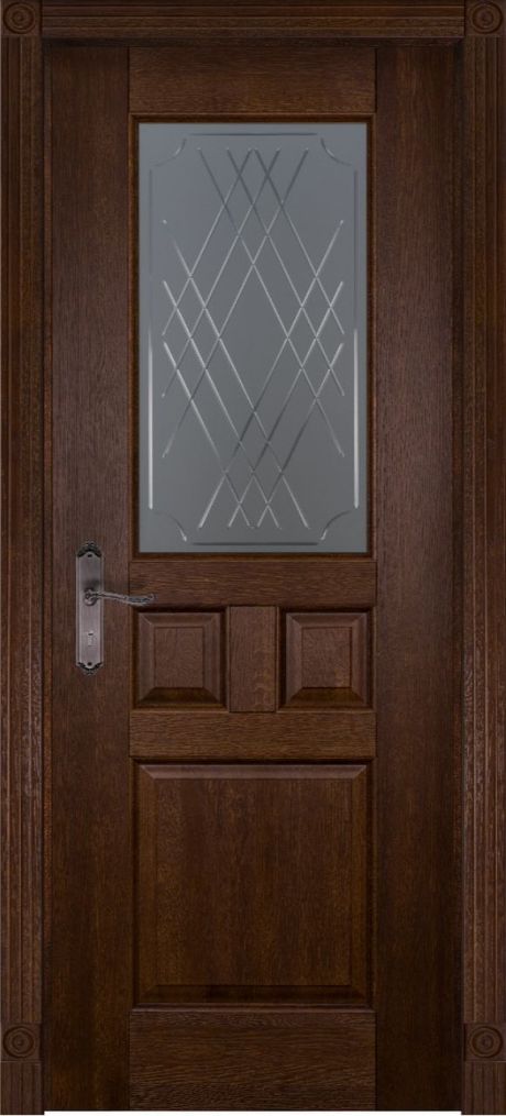 Межкомнатная дверь со стеклом Тоскана Античный орех Массив дуба (ОКА)