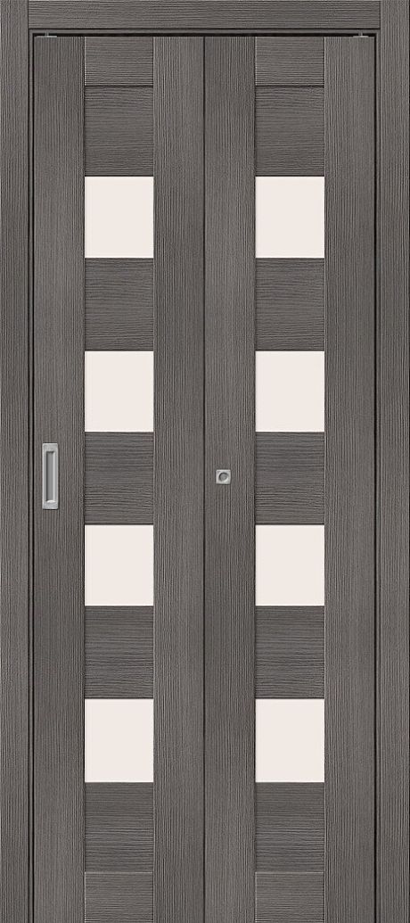 Складная межкомнатная дверь остекленная Браво-23 Bravo Grey Melinga (Mr.wood)