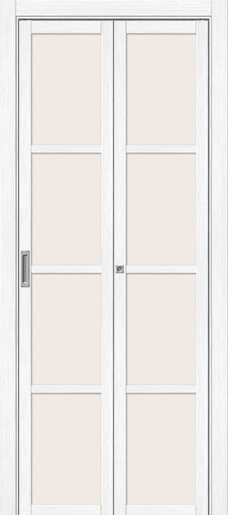 Складная межкомнатная дверь остекленная Твигги-11.3 Twiggy Snow Melinga (BRAVO)