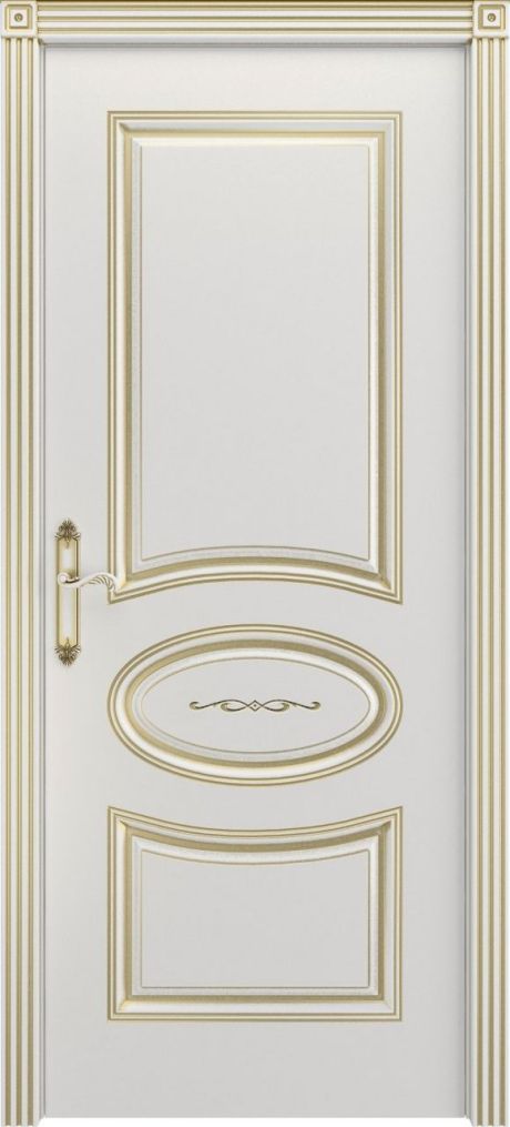 Глухая межкомнатная дверь Ария В1 Белый с патиной Золото Эмаль (Шейл Дорс)