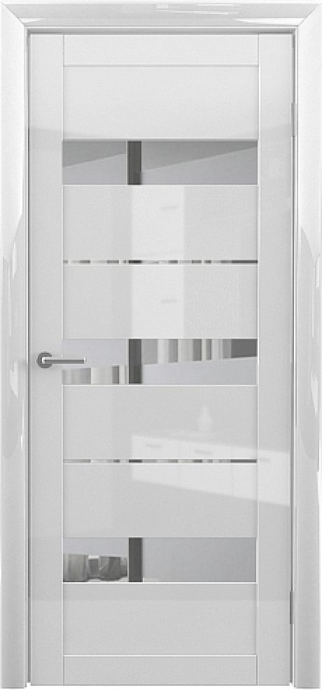 Межкомнатная дверь с зеркалом Прага GL Белый глянец Глянец Зеркало (ALBERO)