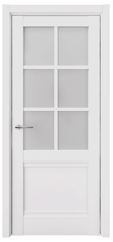 Межкомнатная дверь со стеклом Киото Белый Vinyl Стекло мателюкс (ALBERO)