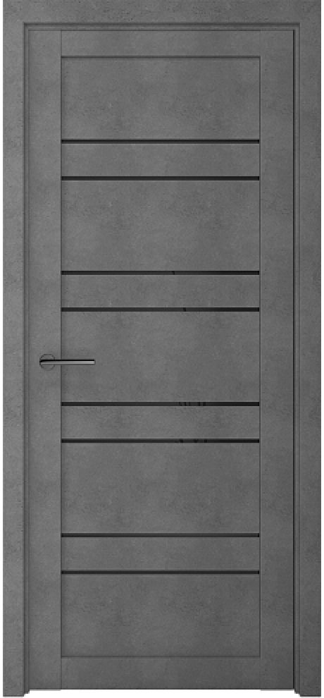 Межкомнатная дверь со стеклом Дублин Темный Бетон Стекло черное (ALBERO)