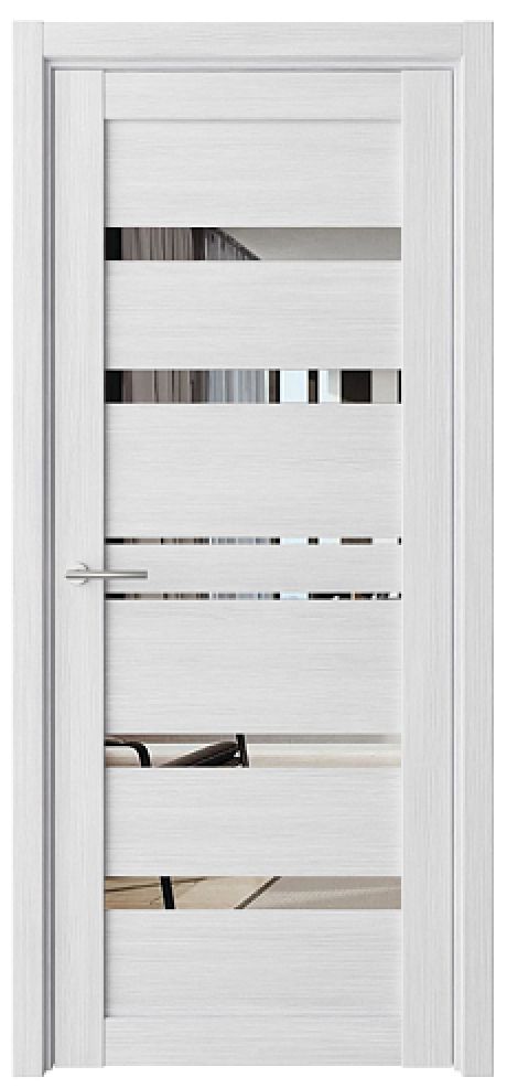 Межкомнатная дверь с зеркалом Дрезден Кедр снежный Эко-шпон Зеркало (ALBERO)