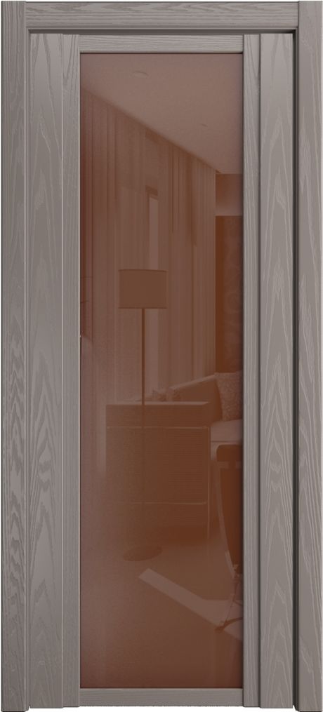 Межкомнатная дверь со стеклом QDO X Темно-серый Шпон (Мильяна)