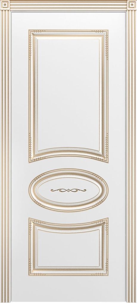 Глухая межкомнатная дверь Ария В2 Белый с патиной Золото Эмаль (Шейл Дорс)