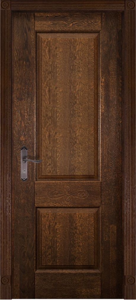 Глухая межкомнатная дверь Классик №4 Античный орех Массив дуба (ОКА)