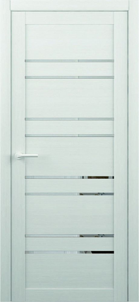 Межкомнатная дверь с зеркалом Тренд-14 Белая лиственница Eco Tex Зеркало (ALBERO)