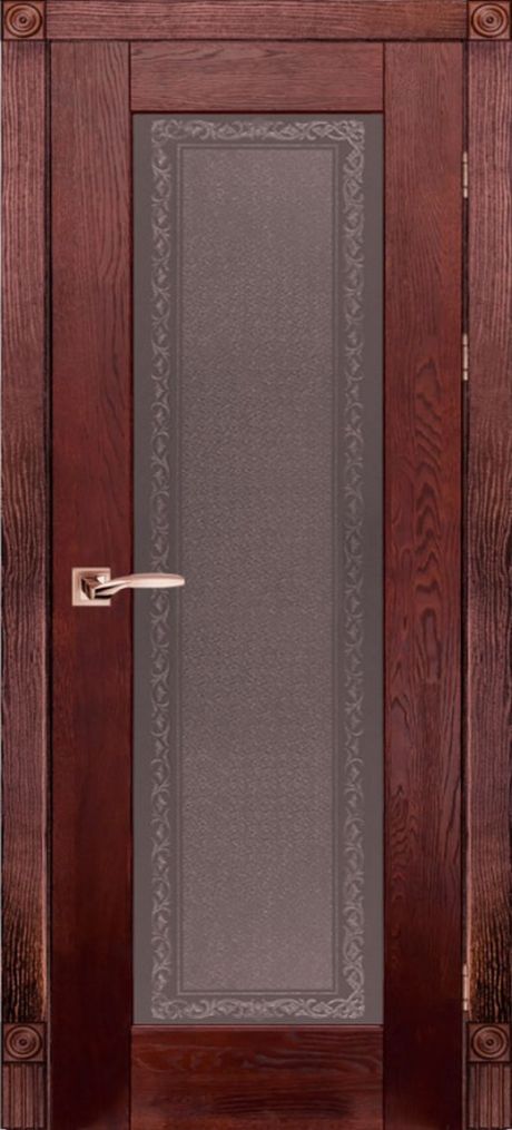 Межкомнатная дверь со стеклом Хай-тек №2 Махагон Массив дуба (ОКА)