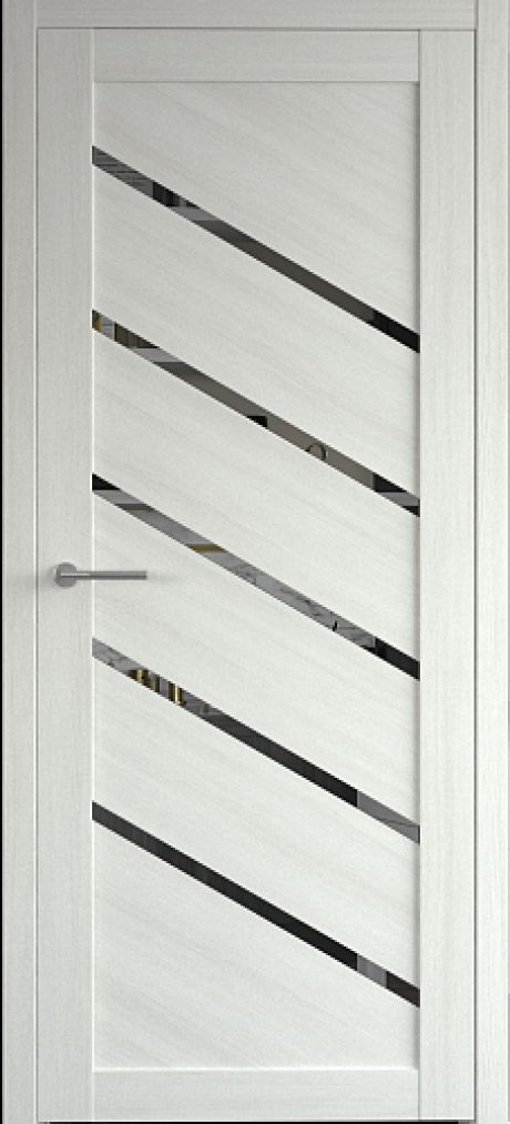 Межкомнатная дверь с зеркалом Сингапур Белый кипарис Эко-шпон Зеркало (ALBERO)