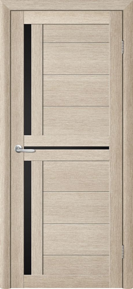 Межкомнатная дверь со стеклом Тренд Т-5 Акация кремовая Eco Tex Стекло черное (ALBERO)