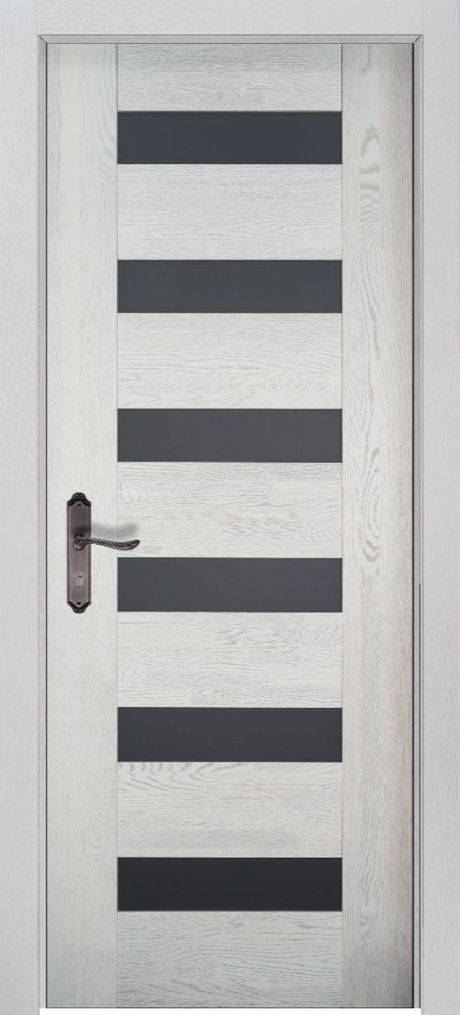 Межкомнатная дверь со стеклом Хай-тек №1 Белый Массив дуба (ОКА)