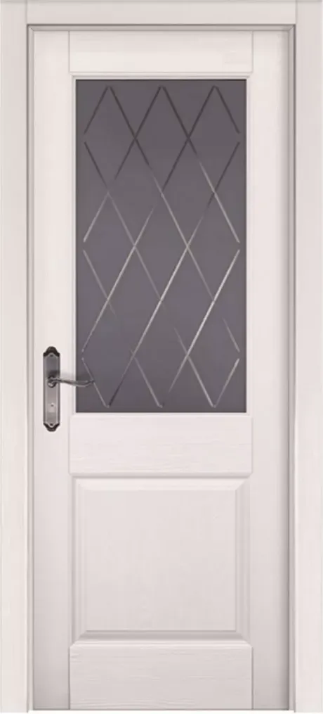 Межкомнатная дверь со стеклом Элегия Белый Массив сосны (ОКА)