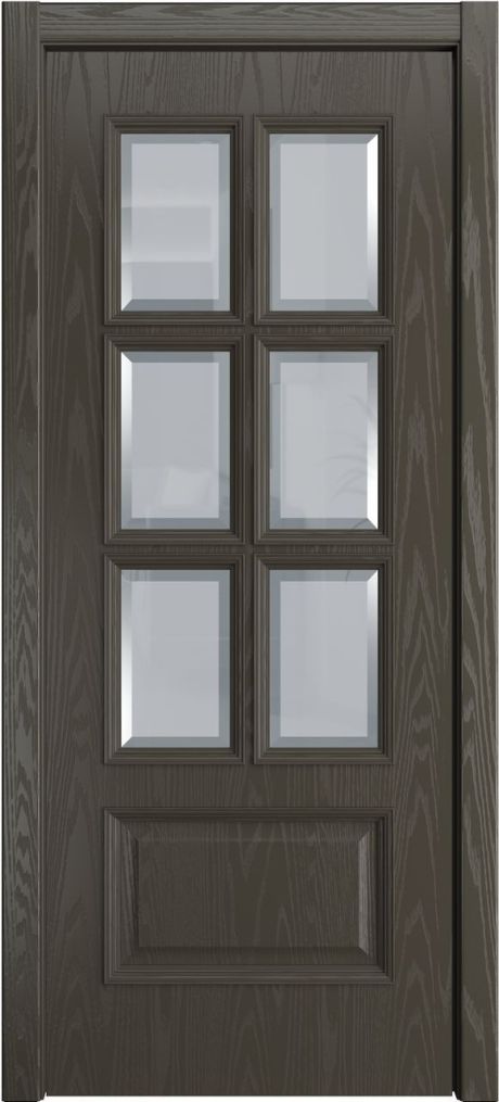 Межкомнатная дверь со стеклом Палермо-1 Гриджио Шпон (Мильяна)