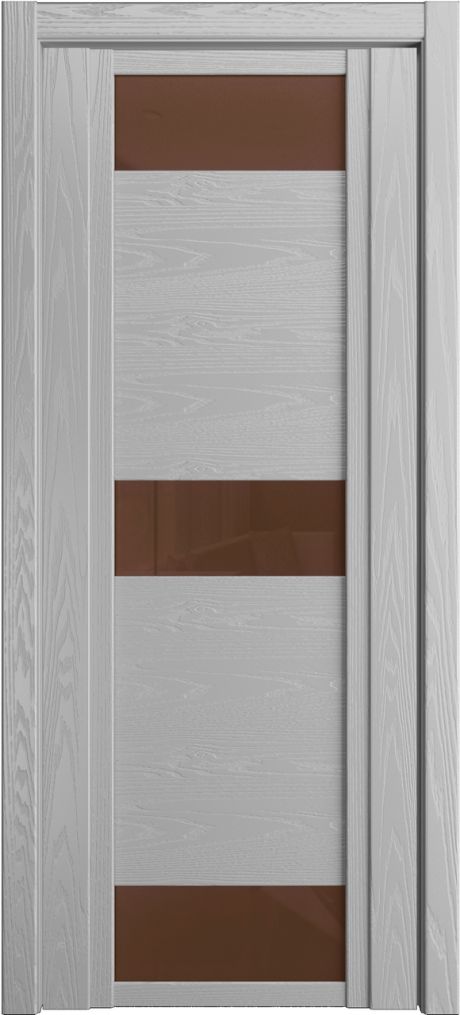 Межкомнатная дверь со стеклом QDO R Светло серая Шпон (Мильяна)