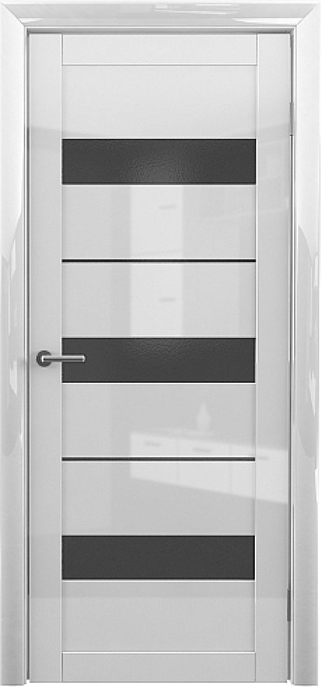 Межкомнатная дверь со стеклом Прага GL Белый глянец Глянец Стекло графитовое (ALBERO)
