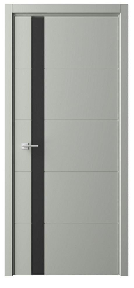 Межкомнатная дверь со стеклом ПО Геометрия-7 Серый Эмаль Стекло черное (ALBERO)