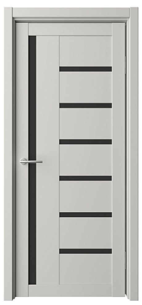 Межкомнатная дверь со стеклом Мадрид Платина Vinyl Стекло черное (ALBERO)