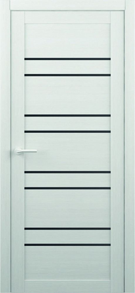 Межкомнатная дверь со стеклом Тренд-14 Белая лиственница Eco Tex Стекло графитовое (ALBERO)