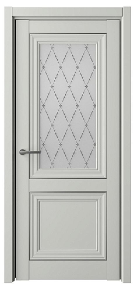 Межкомнатная дверь со стеклом Прадо Платина Vinyl Стекло мателюкс "Гранд" (ALBERO)