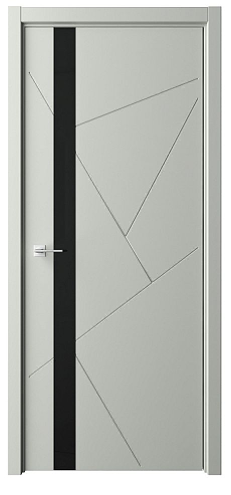 Межкомнатная дверь со стеклом ПО Геометрия-6 Серый Эмаль Стекло черное (ALBERO)