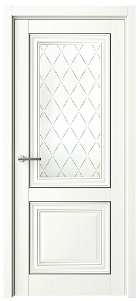 Межкомнатная дверь со стеклом Спарта-2 молдинг Белый Vinyl Стекло мателюкс "Лорд серый" (ALBERO)