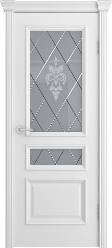 Межкомнатная дверь со стеклом Версаль Белый Эмаль (Мильяна)