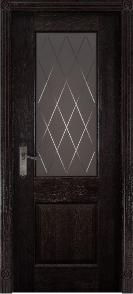 Межкомнатная дверь со стеклом Классик №5 Венге Массив дуба (ОКА)