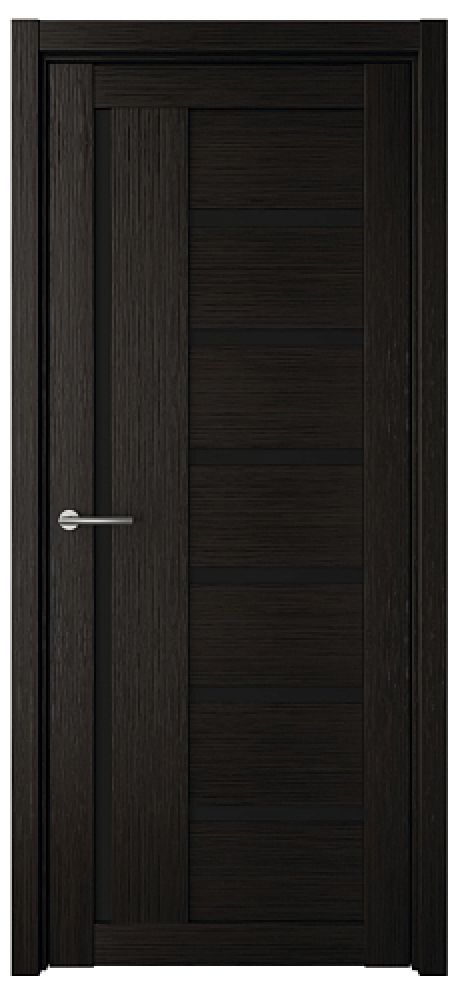 Межкомнатная дверь со стеклом Мадрид Темный кипарис Эко-шпон Стекло черное (ALBERO)