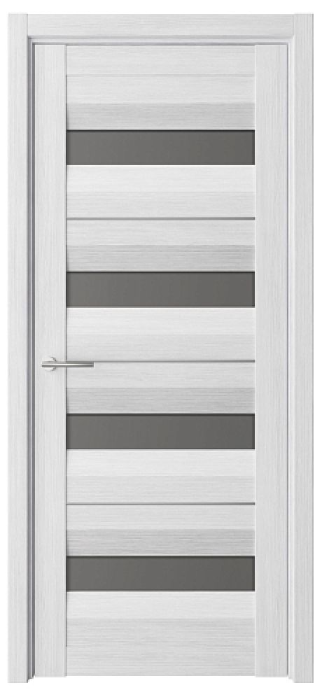 Межкомнатная дверь со стеклом Барселона Кедр снежный Эко-шпон Стекло графитовое (ALBERO)