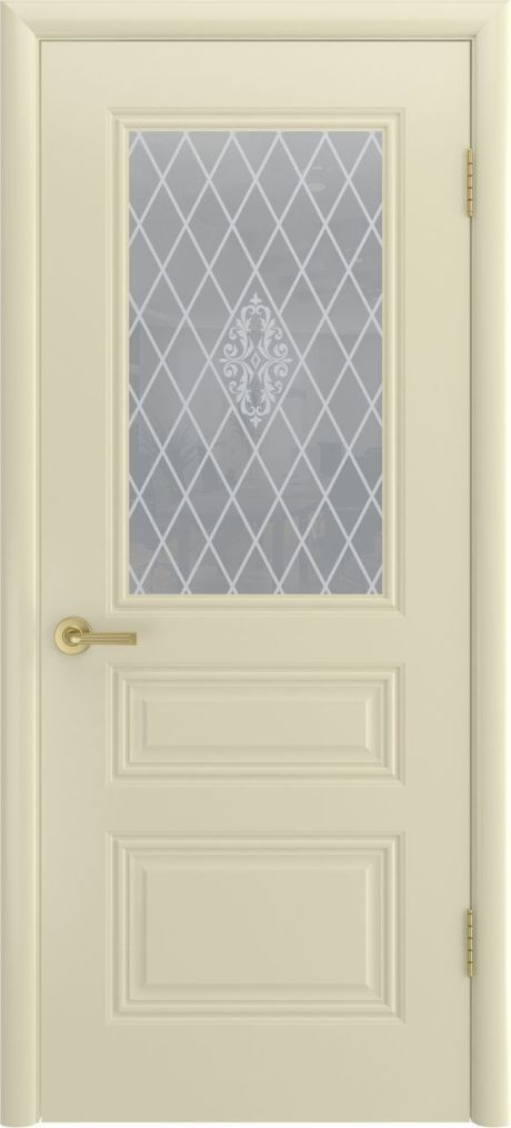 Межкомнатная дверь со стеклом Трио Грейс В1 Слоновая кость Эмаль (Шейл Дорс)