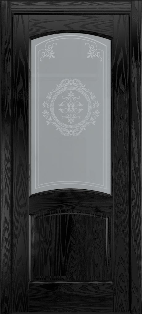 Межкомнатная дверь со стеклом Фиона Неро Шпон (Мильяна)