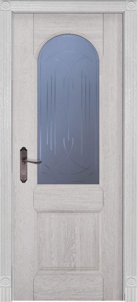 Межкомнатная дверь со стеклом Чезана Вайт Массив дуба (ОКА)