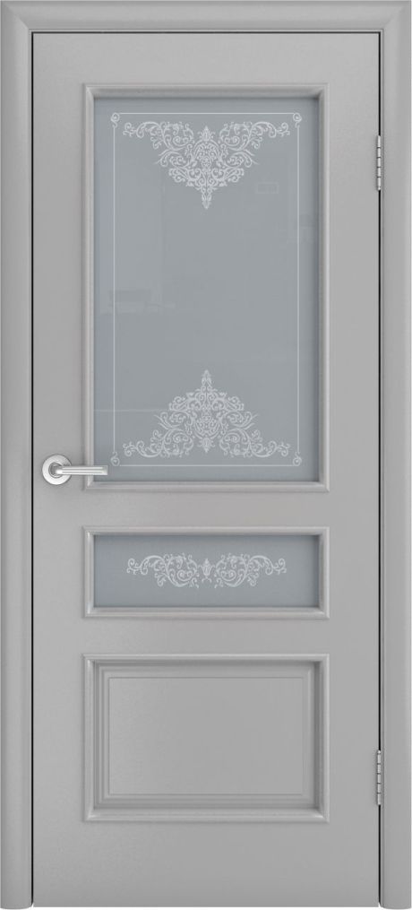 Межкомнатная дверь со стеклом Голд Светло серая Эмаль (Мильяна)