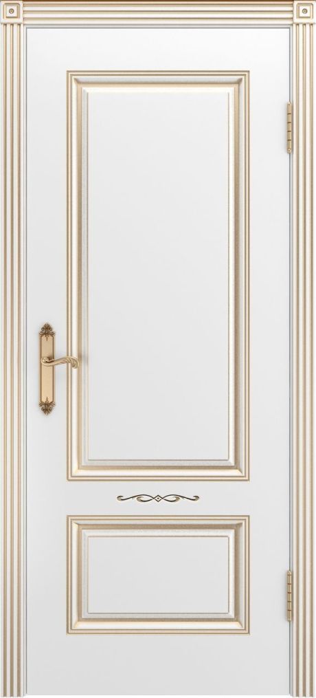 Глухая межкомнатная дверь Аккорд В1 Белый с патиной Золото Эмаль (Бипи Дорс)