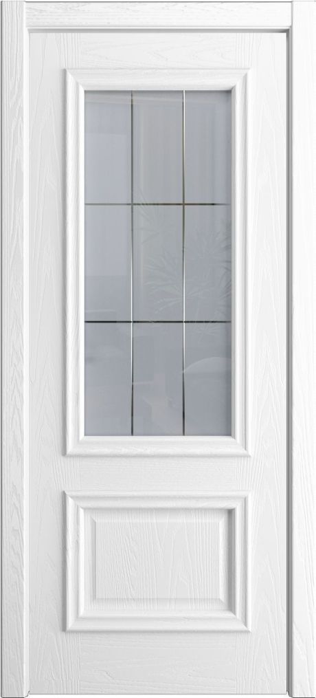 Межкомнатная дверь со стеклом Бристоль Премиум Белоснежный Шпон (Мильяна)