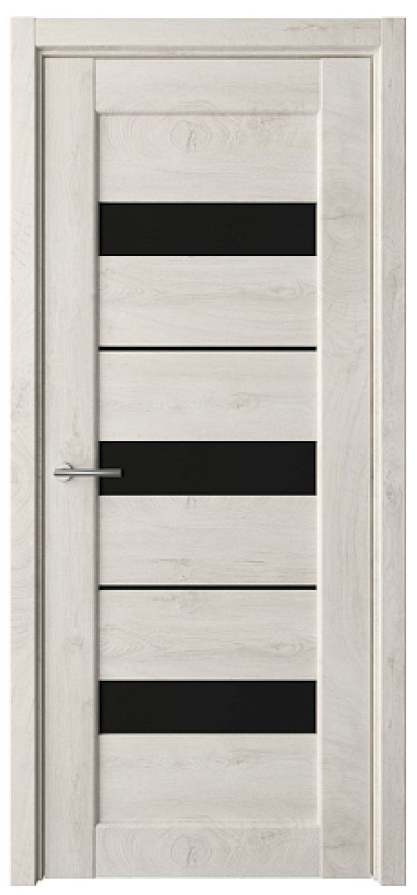 Межкомнатная дверь со стеклом Бостон Дуб снежный CPL TL Стекло черное (ALBERO)