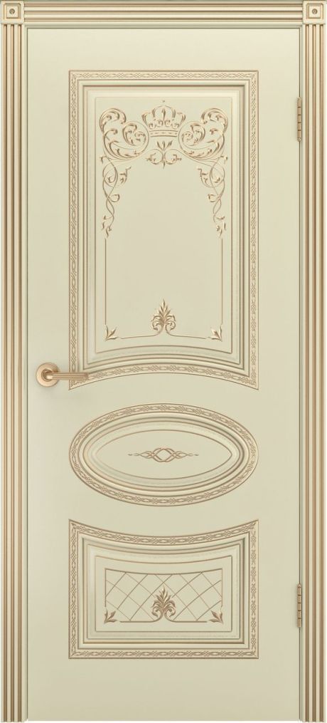 Глухая межкомнатная дверь Ария Корона В3 Слоновая кость с патиной Золото Эмаль (Шейл Дорс)
