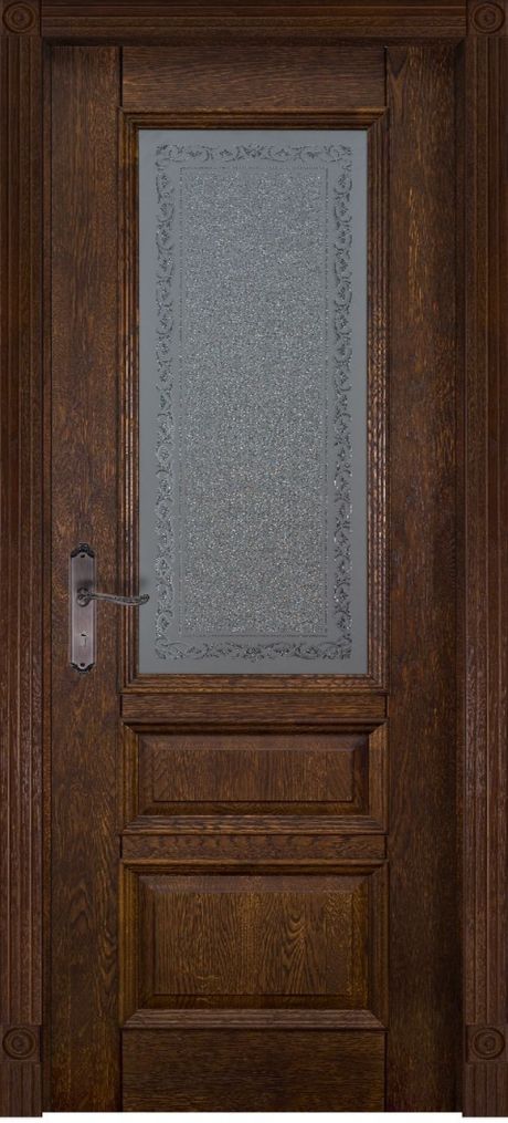 Межкомнатная дверь со стеклом Аристократ №2 Античный орех Массив дуба (ОКА)
