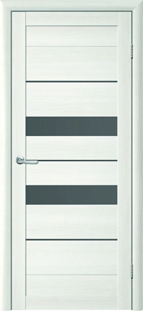 Межкомнатная дверь со стеклом Тренд Т-4 Белая лиственница Eco Tex Стекло графитовое (ALBERO)