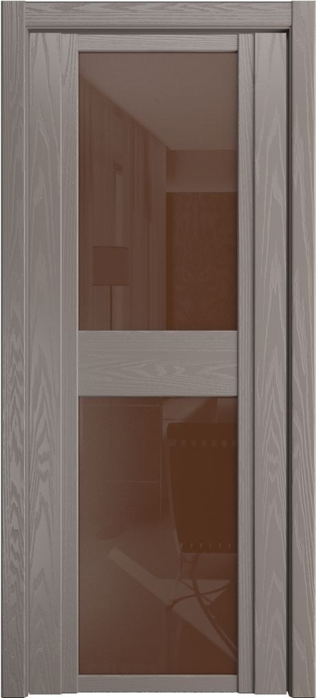 Межкомнатная дверь со стеклом QDO D Темно-серый Шпон (Мильяна)