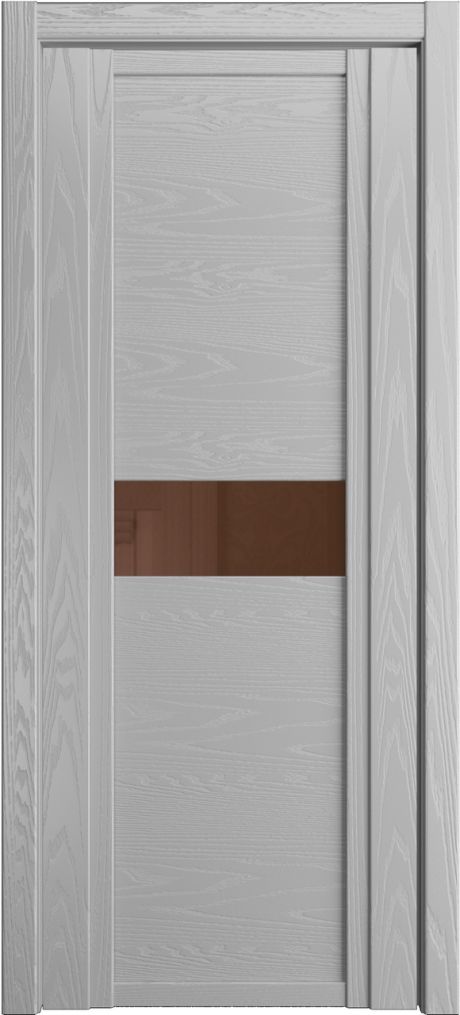 Межкомнатная дверь со стеклом QDO H Светло серая Шпон (Мильяна)