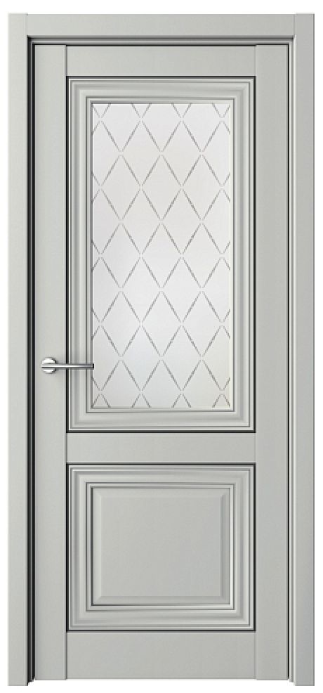Межкомнатная дверь со стеклом Спарта-2 молдинг Платина Vinyl Стекло мателюкс "Лорд серый" (ALBERO)