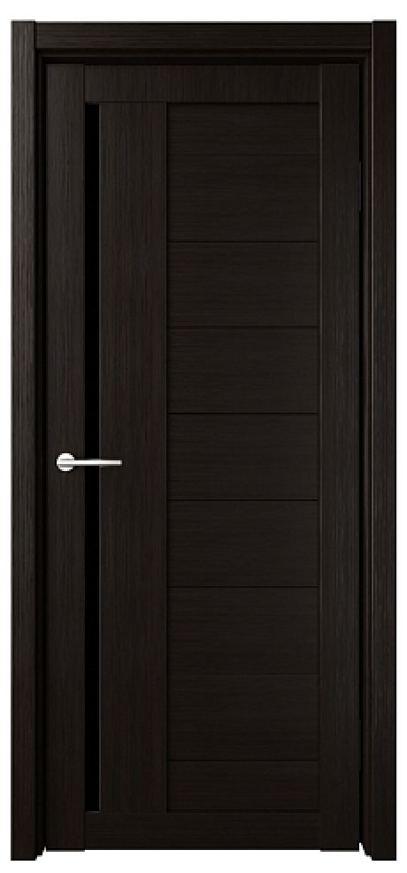 Межкомнатная дверь со стеклом Валенсия Темный кипарис Эко-шпон Стекло черное (ALBERO)