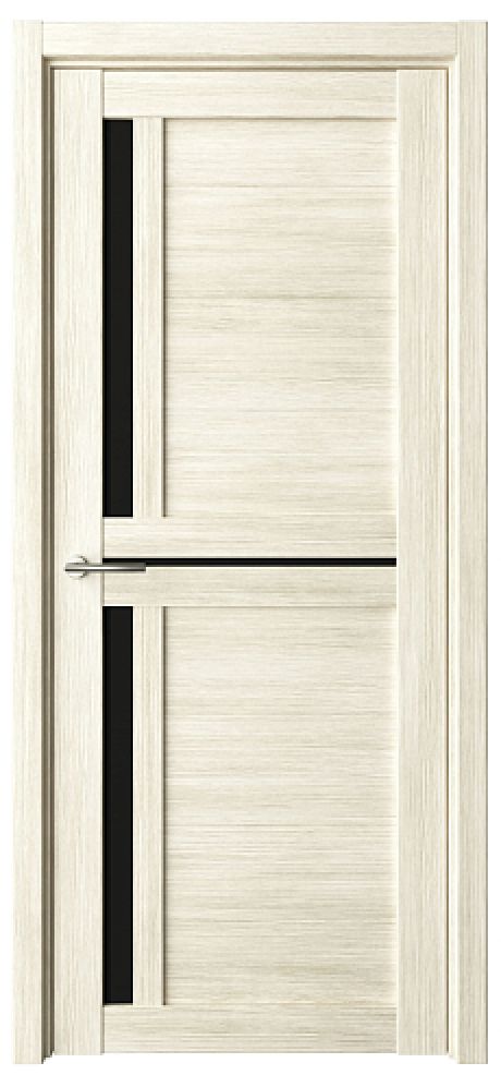 Межкомнатная дверь со стеклом Кельн Белый кипарис Эко-шпон Стекло черное (ALBERO)